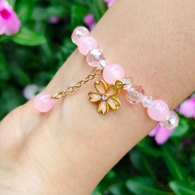 TDF TALES Blush Pink Peach Beaded Bracelet for Teen Girls 2025 – Lightweight Gift
