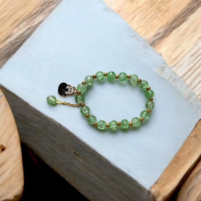 light green Cute beaded bracelet for teens 2025