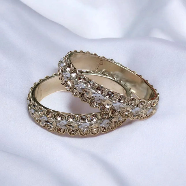Elegant Silver Crystal Bangles 