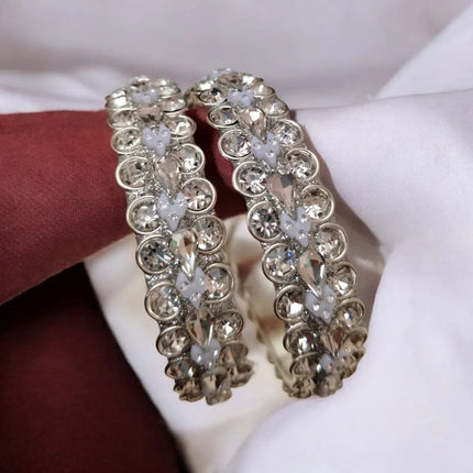 Elegant Silver Crystal Bangles 