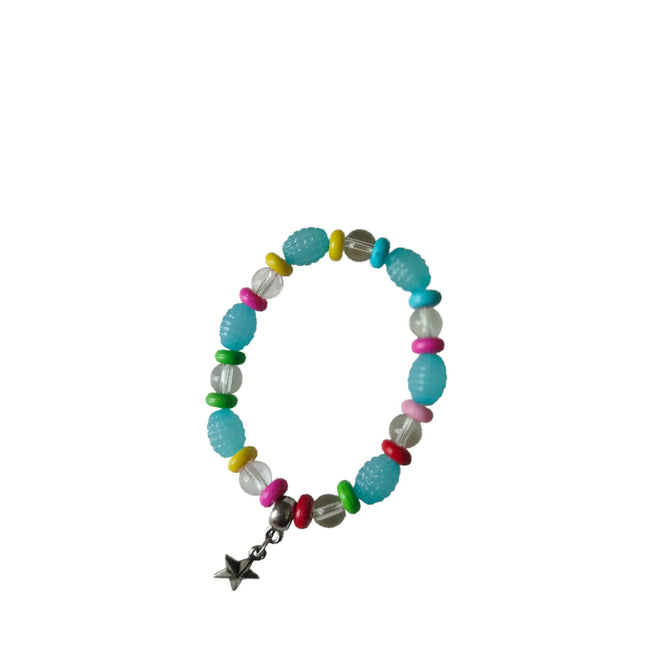 Sky Blue silver star Cute beaded bracelet for teens 2025