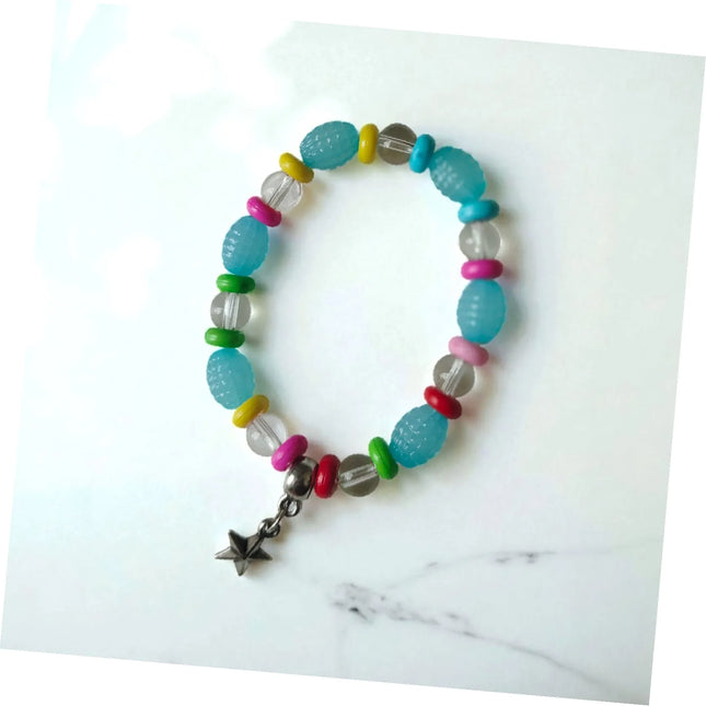 Sky Blue silver star Cute beaded bracelet for teens 2025