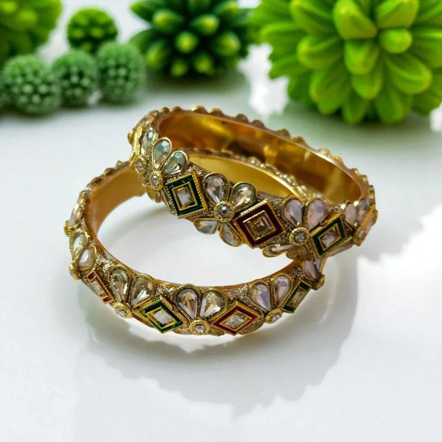 Buy Kundan Kada Bangles Online – Designer Artificial Sets India