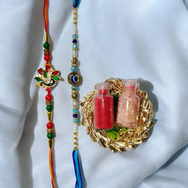 best evil eye Rakhi with Roli and Chawal gift for brother 2025