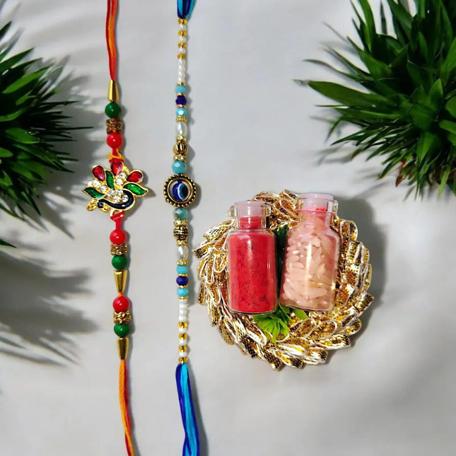 best evil eye Rakhi with Roli and Chawal gift for brother 2025
