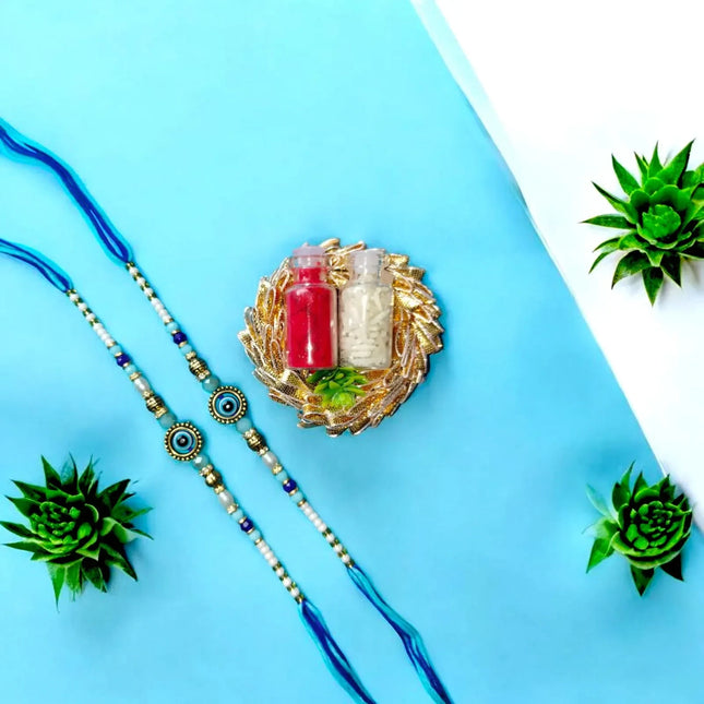 Affordable evil eye Rakhi with Roli and Chawal under ₹100