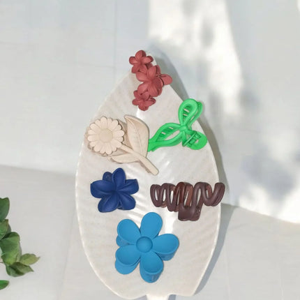 Colorful Floral Hair Claw Clips Set