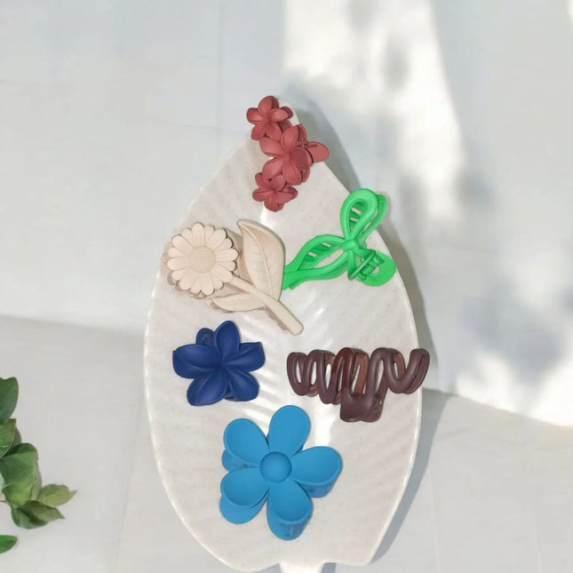 Colorful Floral Hair Claw Clips Set