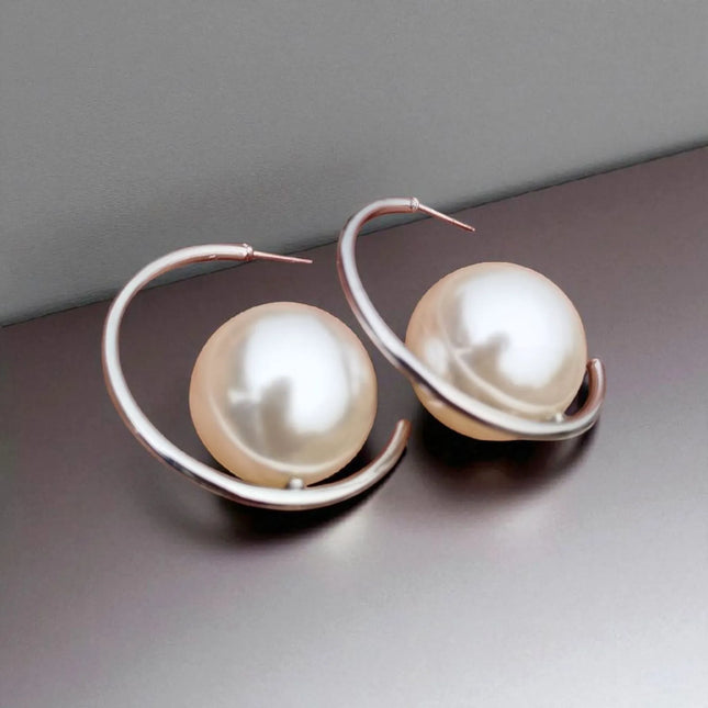 Elegant TDF sterling silver earrings with white pearl – jewelry for women
